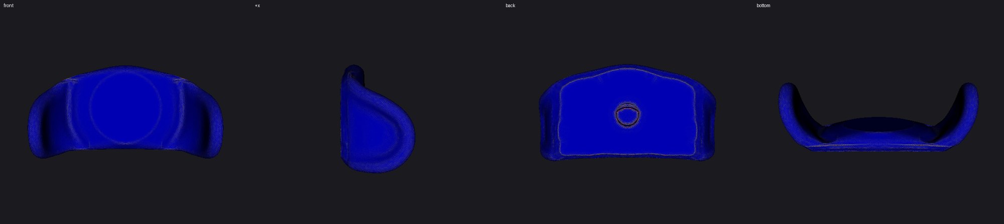 A four-view surface scan of the U-1 used to find rough spots and divots.