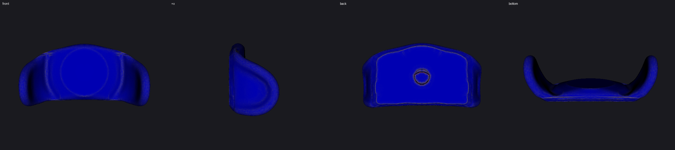 A four-view surface scan of the U-1 used to find rough spots and divots.